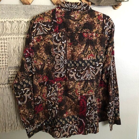 Chico’s Brown Multicolor Cotton Danielle Shirt 3 - Picture 2 of 7